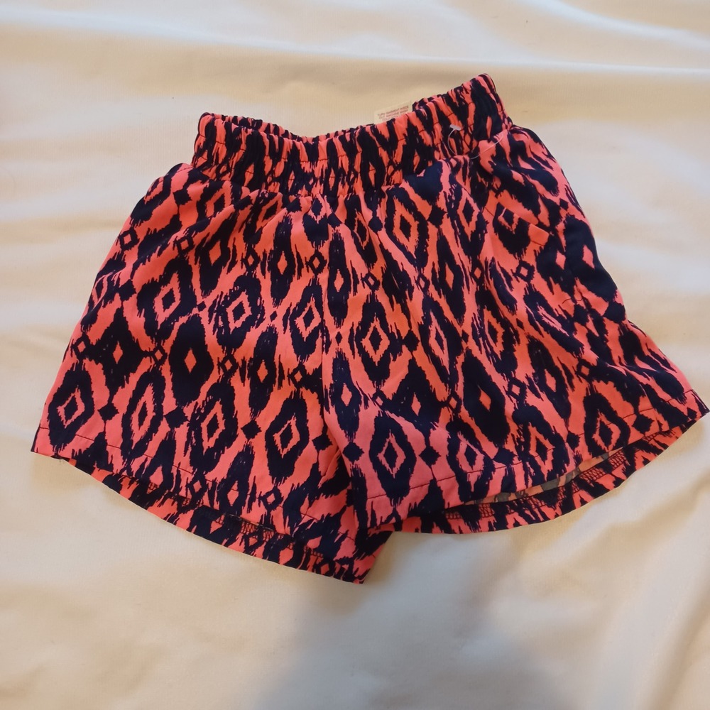 Faded Glory‎ Girls Size 6-6X Coral Black Ikat Print Pull-On Shorts NWOT Tribal